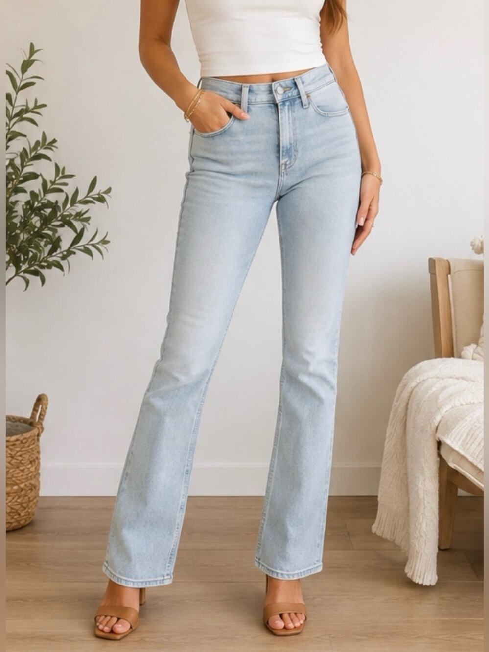 Abercrombie & Fitch Light Blue High-Rise Flare Jeans